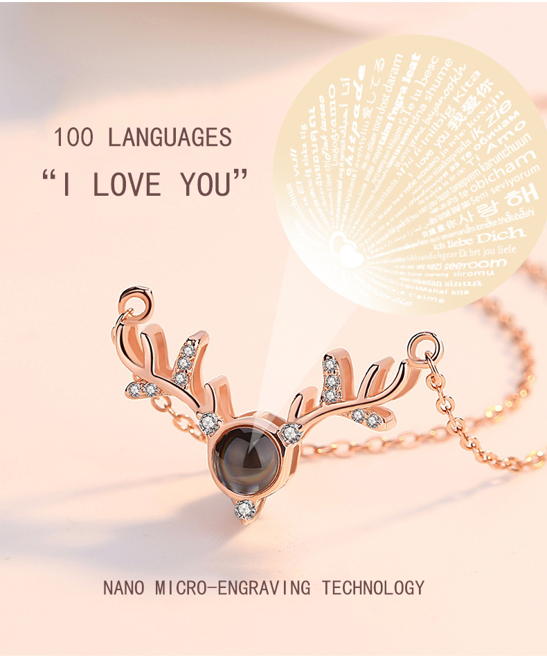 Elevate your holiday style with our Magical 100 "I Love You" Christmas Deer Necklace. Designed to enchant and delight, this necklace features a unique Christmas deer charm and a powerful reminder of love with our "I Love You" message hidden within the charms.