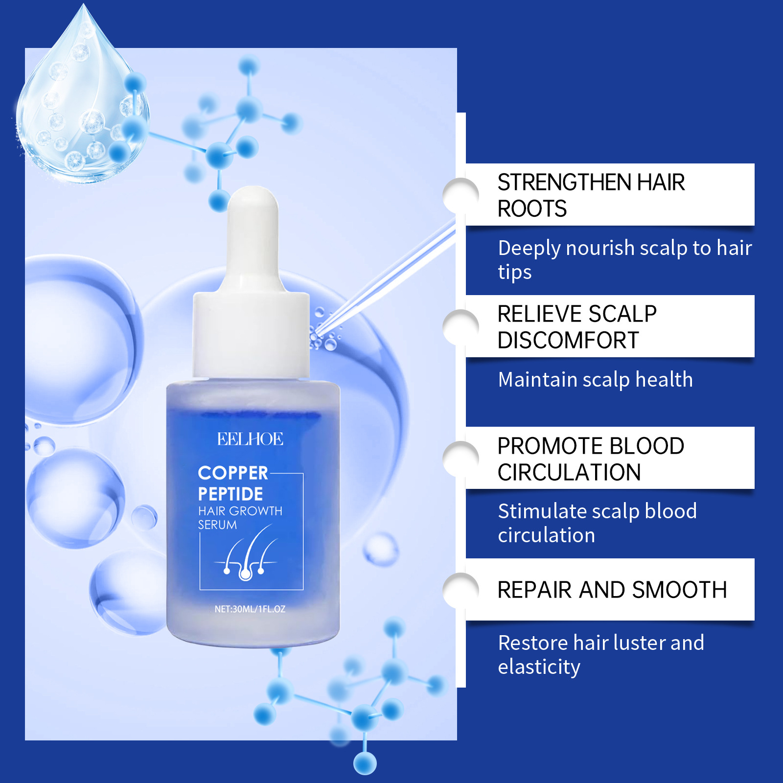 Peptides cuivre cheveux