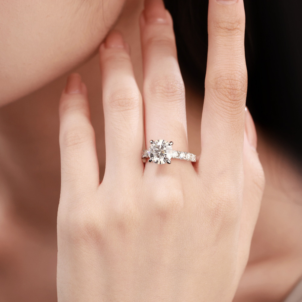 3.5Ct Moissanite Solitaire Ring front view