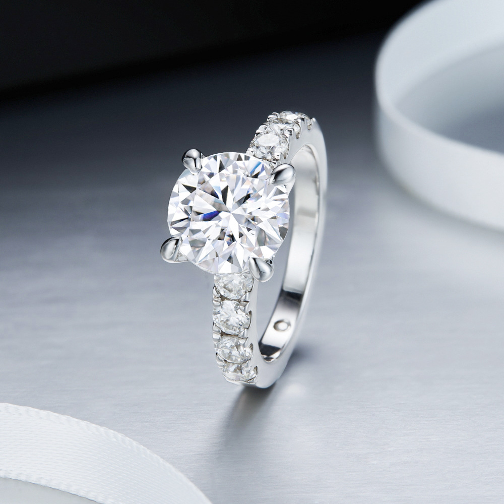 White gold moissanite ring