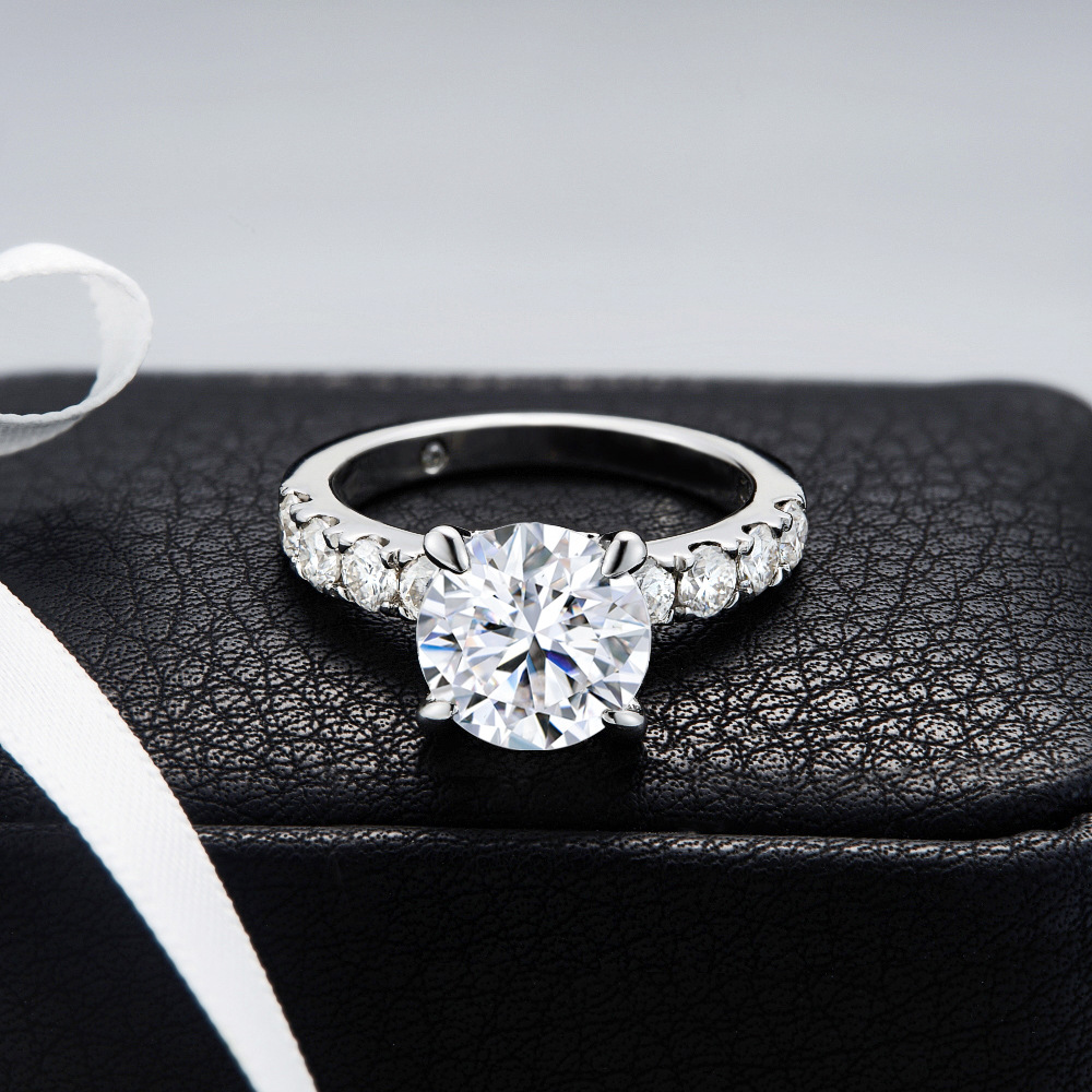 Moissanite ring on hand