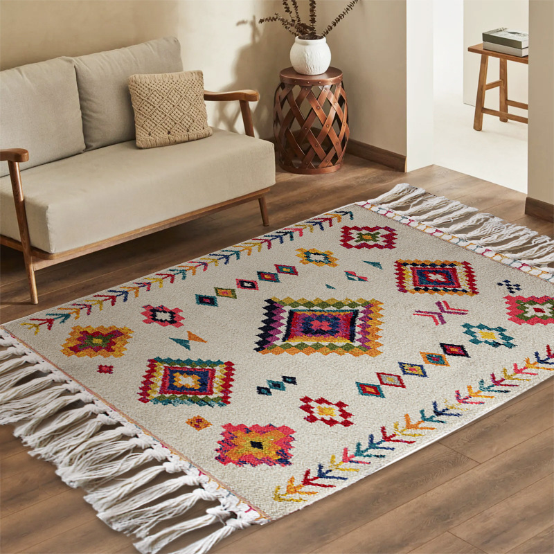 Tapis salon forme géométrique couleur beige