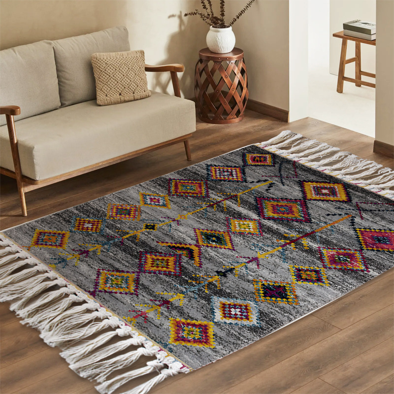 Tapis salon forme géométrique couleur grise