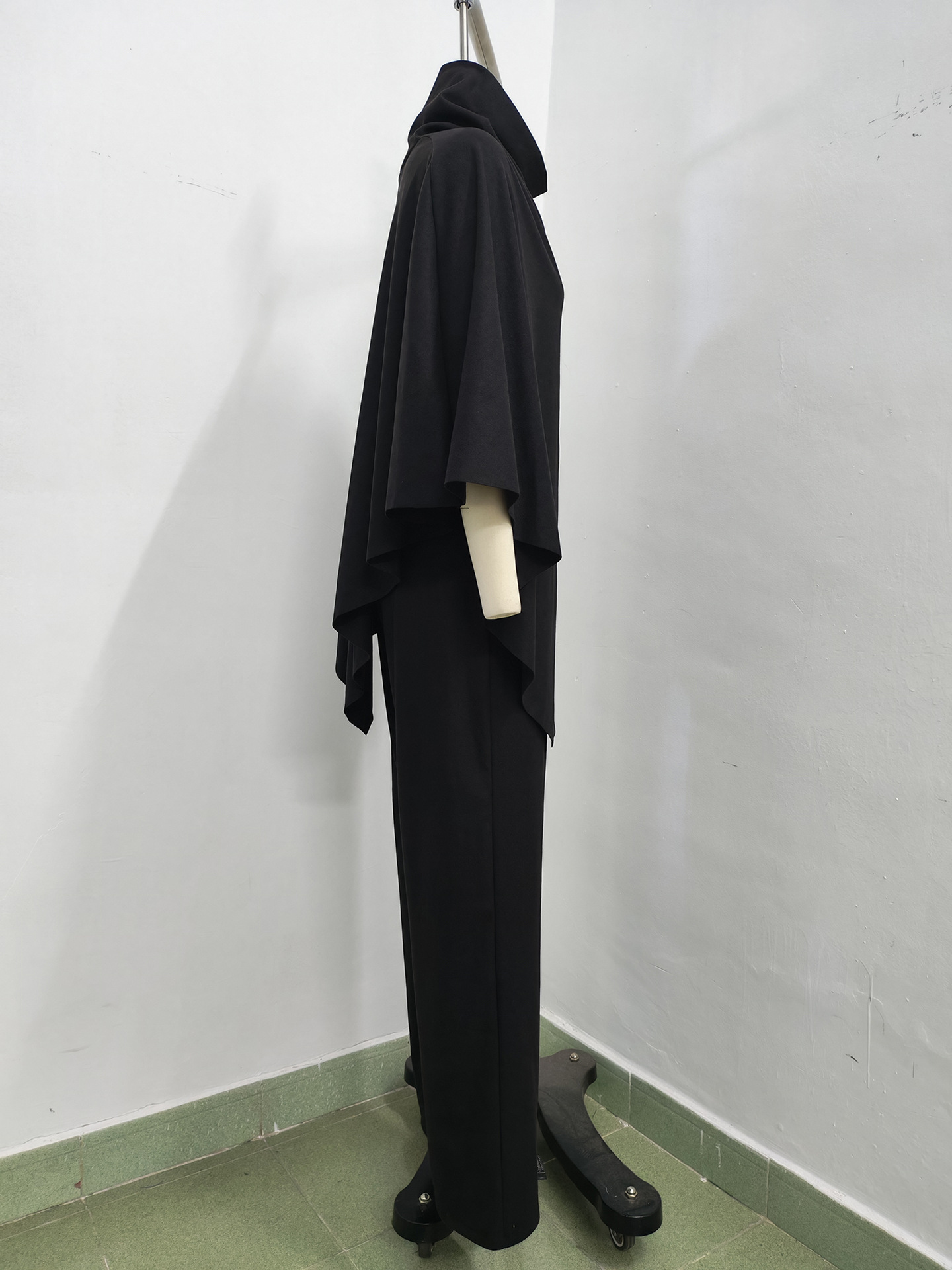Women'S Autumn And Winter German Velvet Pile Collar Cape Top Wide Leg Pants Two-Piece Set