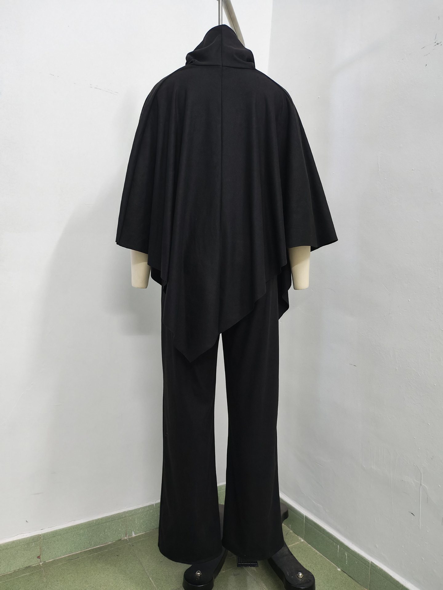 Women'S Autumn And Winter German Velvet Pile Collar Cape Top Wide Leg Pants Two-Piece Set