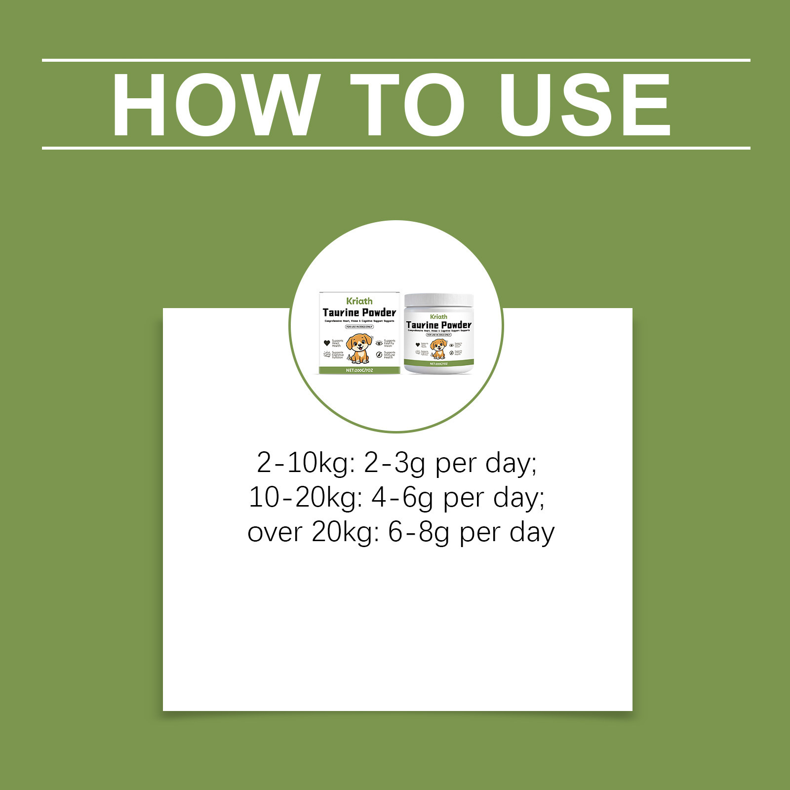 Kriath Taurine Powder For Dogs—A Gentle Formula That Nurtures Your Dog’S Well-Being, Providing Essential Daily Nutritional Care.