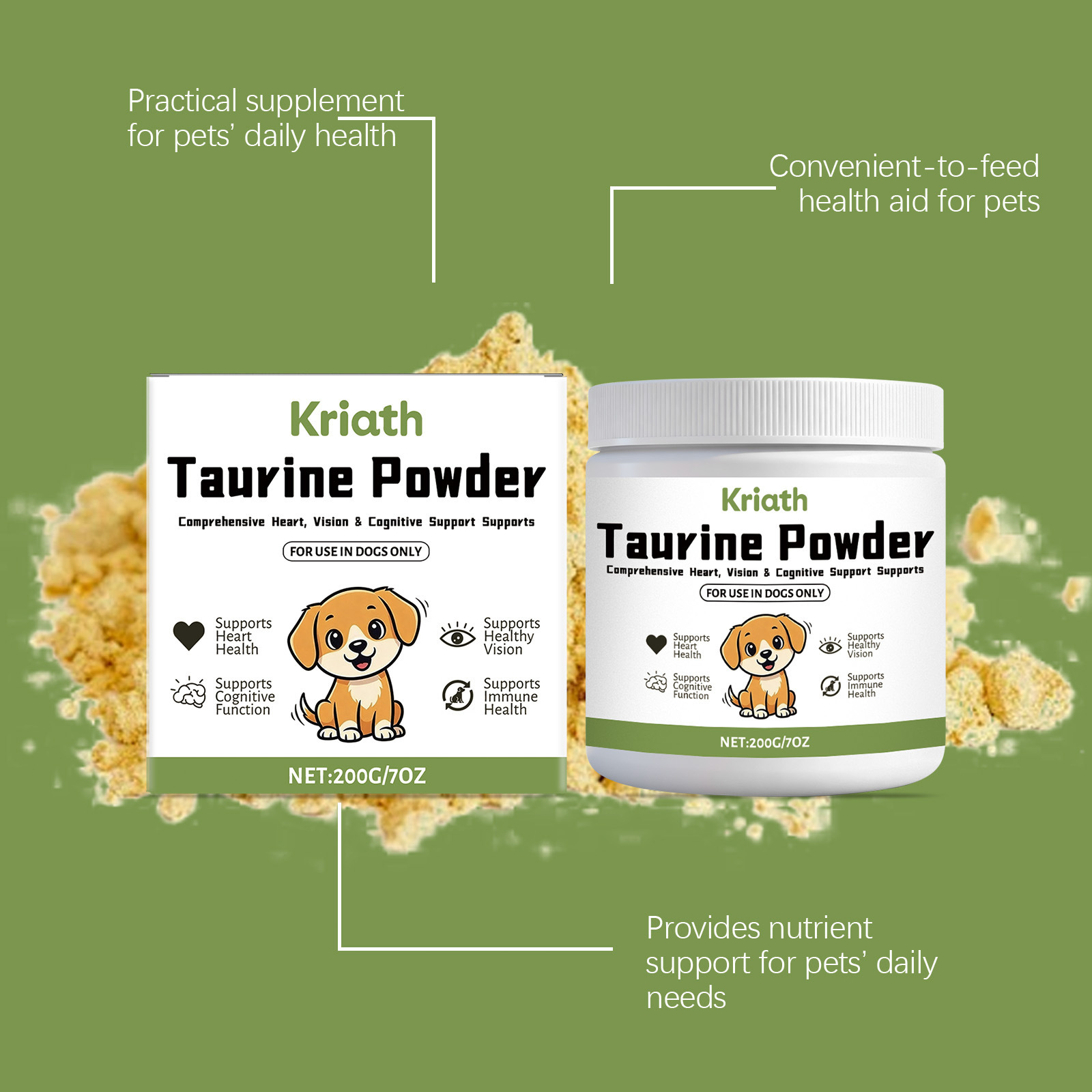 Kriath Taurine Powder For Dogs—A Gentle Formula That Nurtures Your Dog’S Well-Being, Providing Essential Daily Nutritional Care.