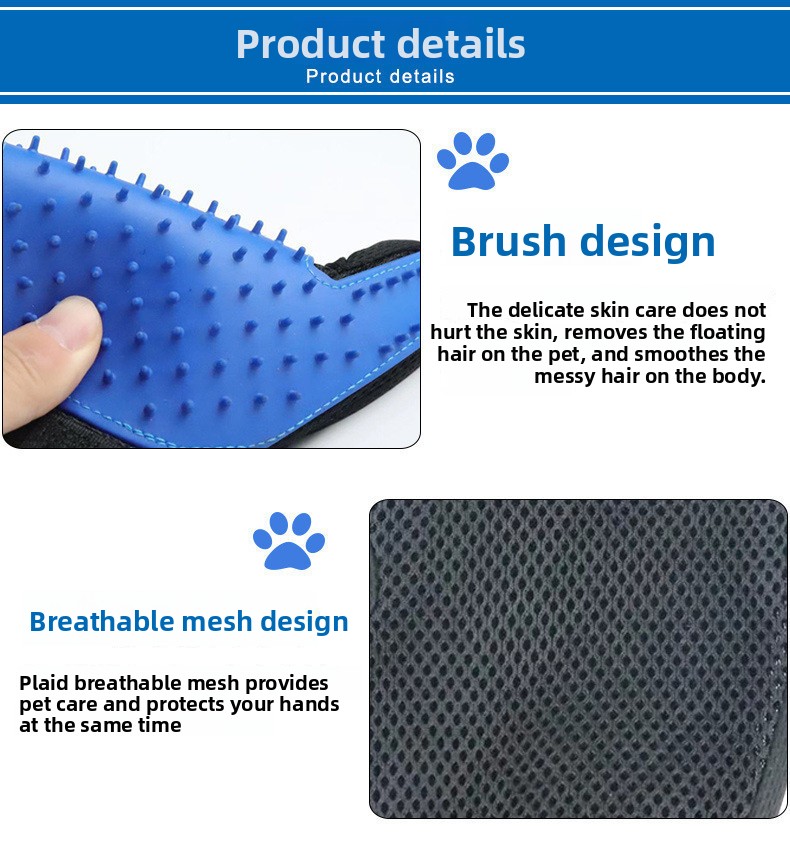 Five-finger Pet Grooming Glove for comfortable grooming
