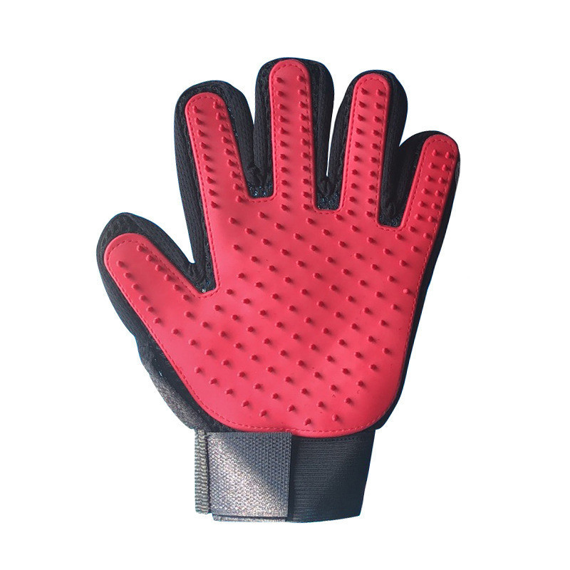 Pet Grooming Glove - red color left hand