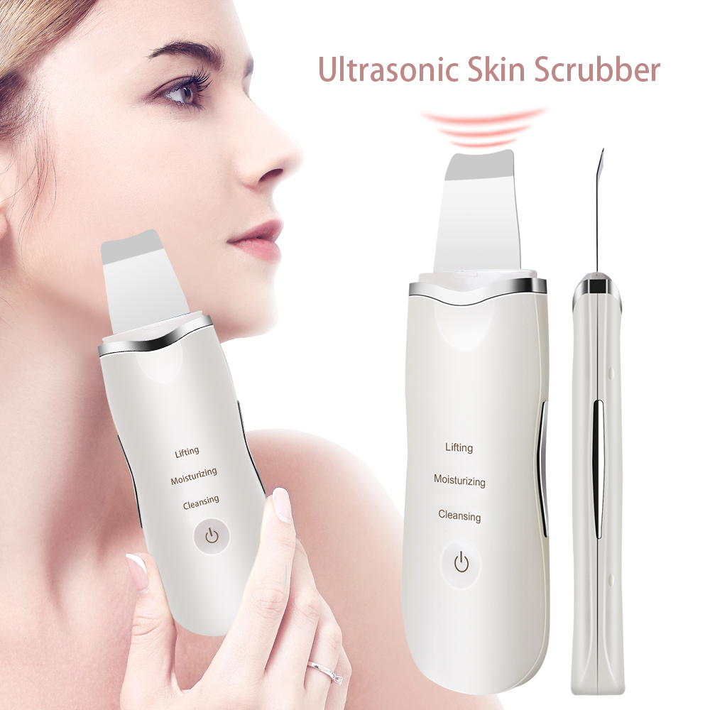 Rechargeable Ultrasonic Skin Scrubber Face Spatula Extractor for Deep Cleansing