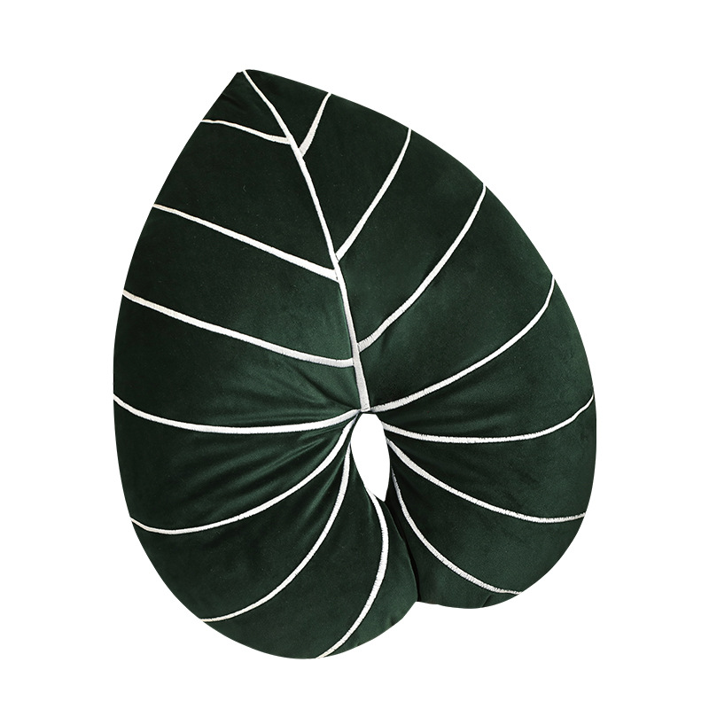 Green Leaves Shaped Plush Pillow