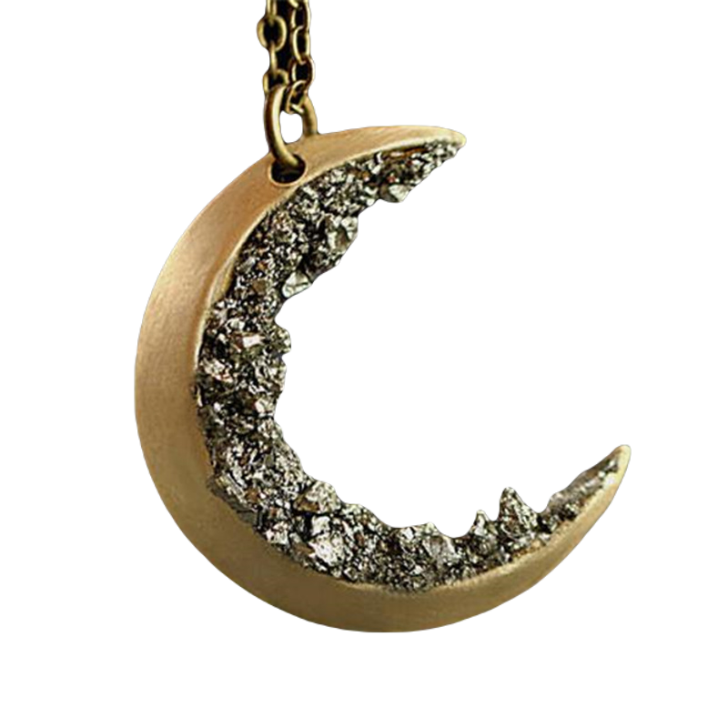 Crushed Crystal Moon Necklace